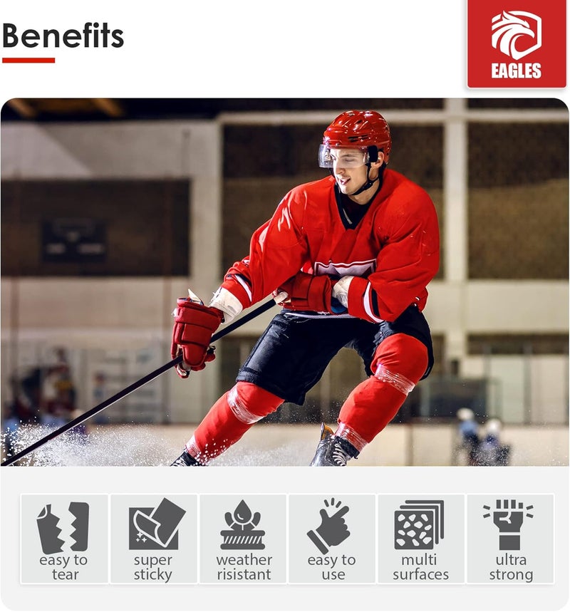Eagle's Bulk Hockey Tape Black, White or Clear Multipurpose Tape Roll - Strong Adhesive - Durable Cloth or PVC Tape - Hokey Sports Gifts, Accessories, Equipment, Gear - Image 2